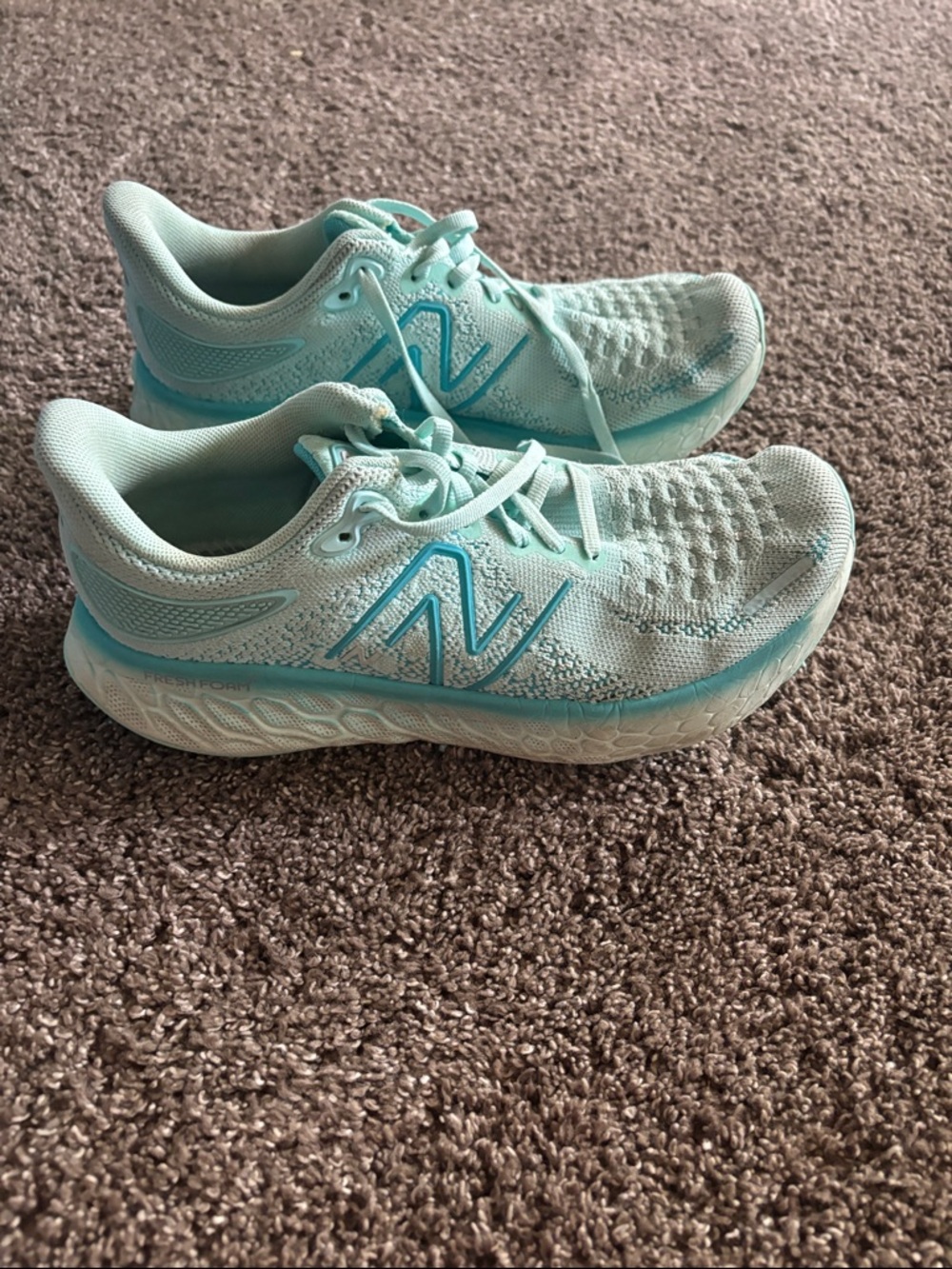 New Balance Mint Blue Knit Athletic Sneakers